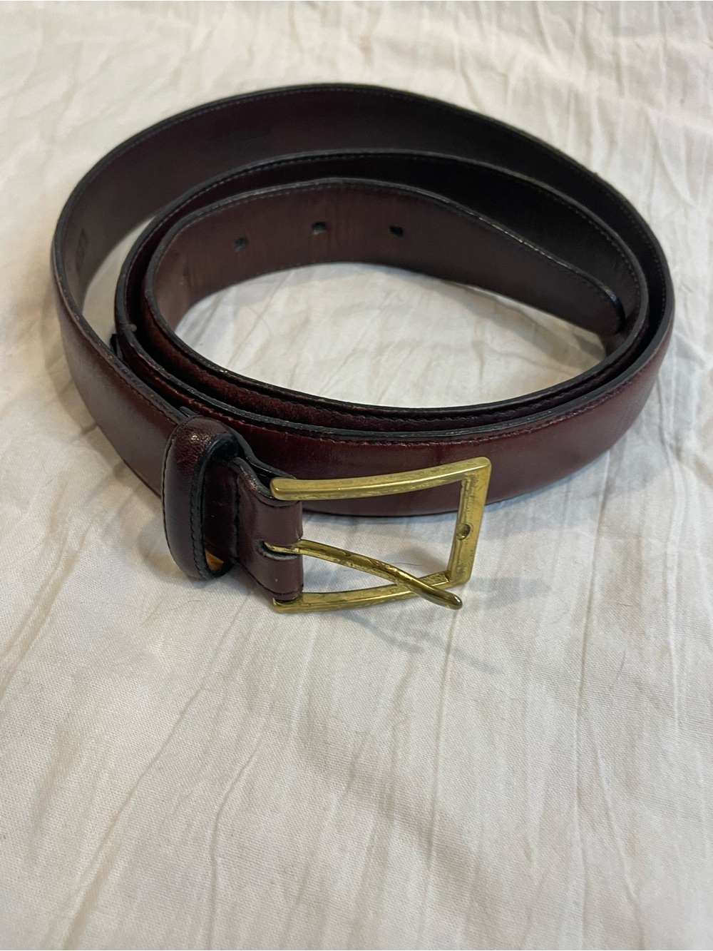 Vintage Brighton Brown Genuine Leather Brass Buckle Belt Size 40
